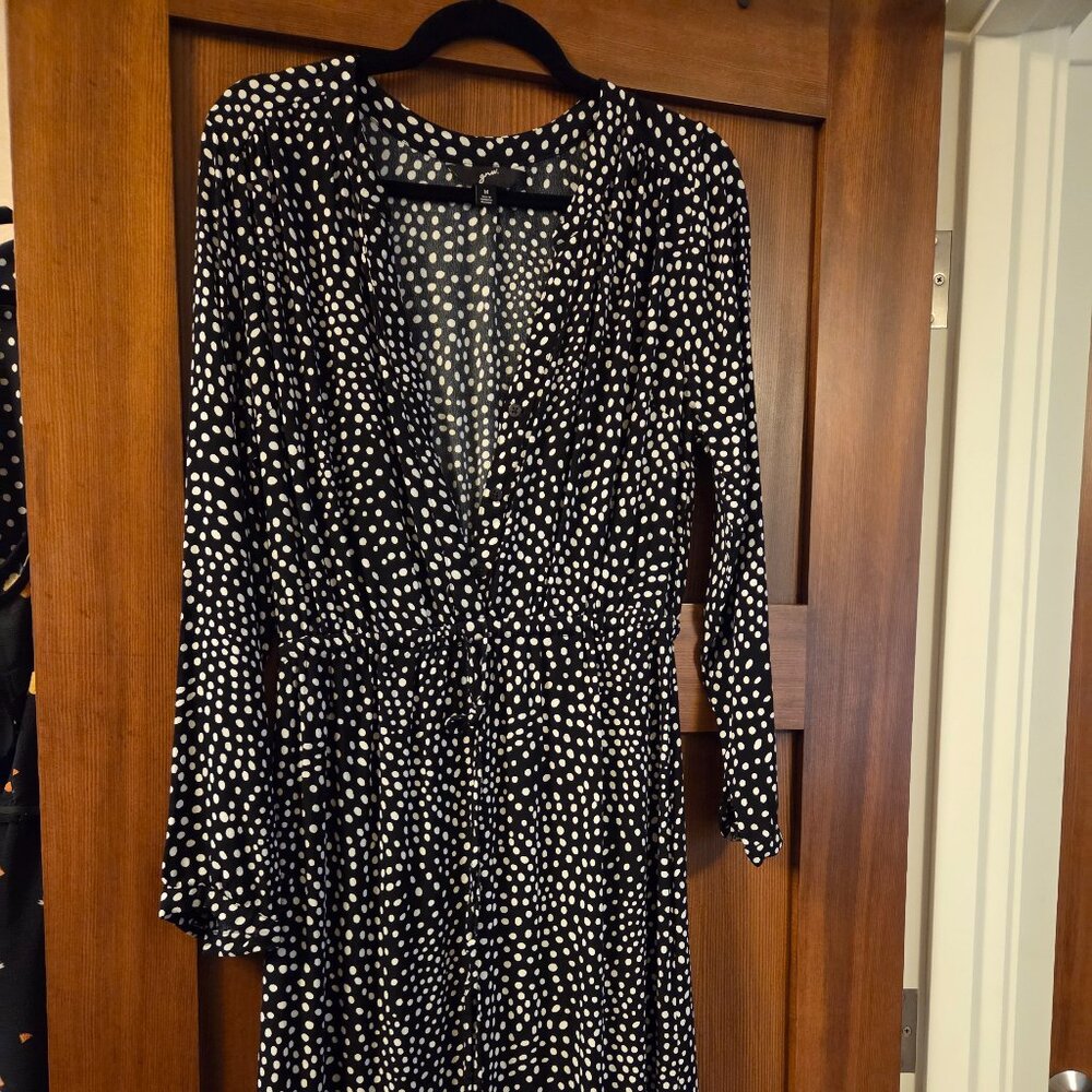 GNW Blk/Wht Polka Dot Midi Dress Size M